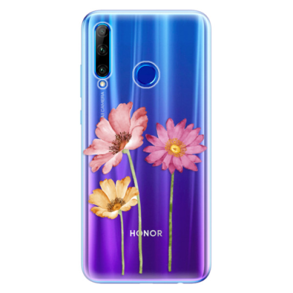 Odolné silikonové pouzdro iSaprio - Three Flowers - Huawei Honor 20 Lite
