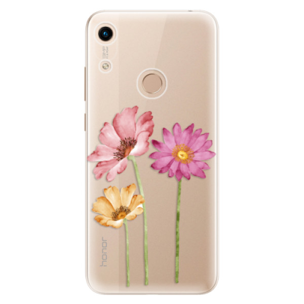 Silikonové odolné pouzdro iSaprio Three Flowers na mobil Honor 8A (Silikonový odolný kryt, obal, pouzdro iSaprio Three Flowers na mobil Huawei Honor 8A)
