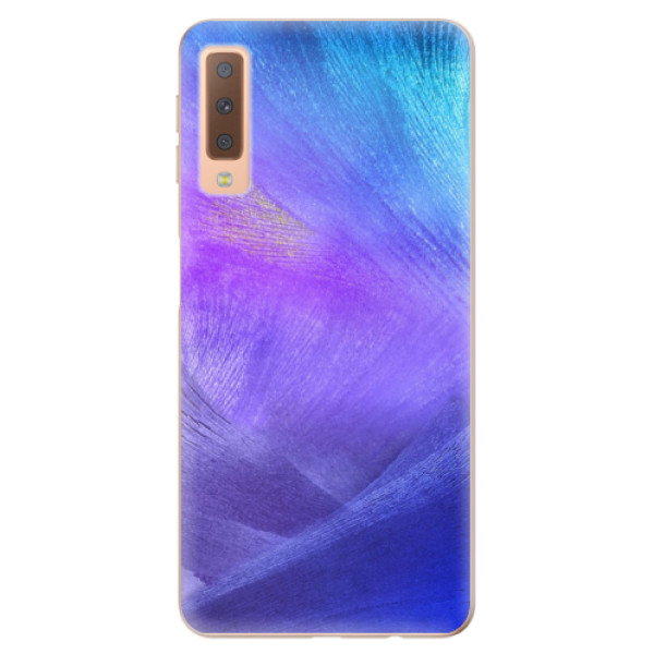 Silikonové odolné pouzdro iSaprio Purple Feathers na mobil Samsung Galaxy A7 (2018) (Silikonový odolný kryt, obal, pouzdro iSaprio Purple Feathers na mobil Samsung Galaxy A7 2018)