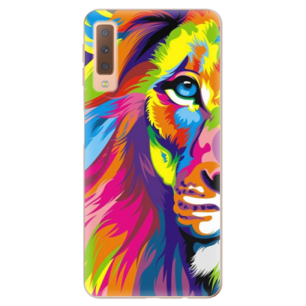 Silikonové odolné pouzdro iSaprio Rainbow Lion na mobil Samsung Galaxy A7 (2018) (Silikonový odolný kryt, obal, pouzdro iSaprio Rainbow Lion na mobil Samsung Galaxy A7 2018)