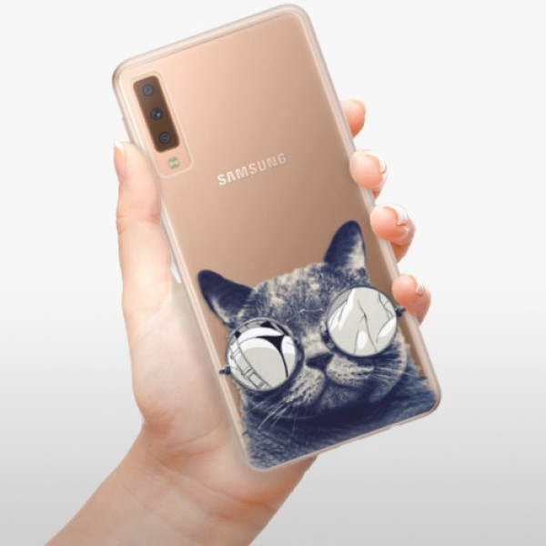 Silikonové pouzdro iSaprio - Samsung Galaxy A7 (2018) - Crazy Cat 01