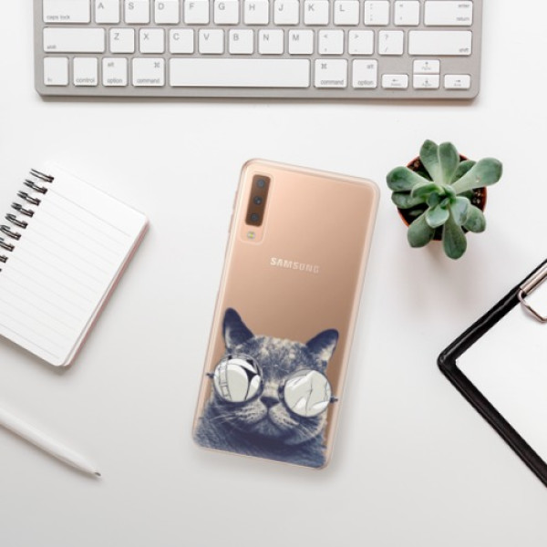 Silikonové pouzdro iSaprio - Samsung Galaxy A7 (2018) - Crazy Cat 01
