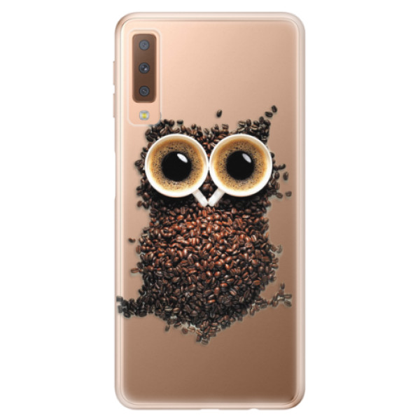 Silikonové odolné pouzdro iSaprio Owl And Coffee na mobil Samsung Galaxy A7 (2018) (Silikonový odolný kryt, obal, pouzdro iSaprio Owl And Coffee na mobil Samsung Galaxy A7 2018)