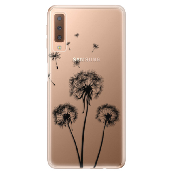 Odolné silikonové pouzdro iSaprio - Three Dandelions - black - Samsung Galaxy A7 (2018)