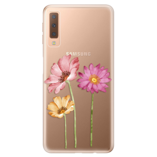 Silikonové odolné pouzdro iSaprio Three Flowers na mobil Samsung Galaxy A7 (2018) (Silikonový odolný kryt, obal, pouzdro iSaprio Three Flowers na mobil Samsung Galaxy A7 2018)