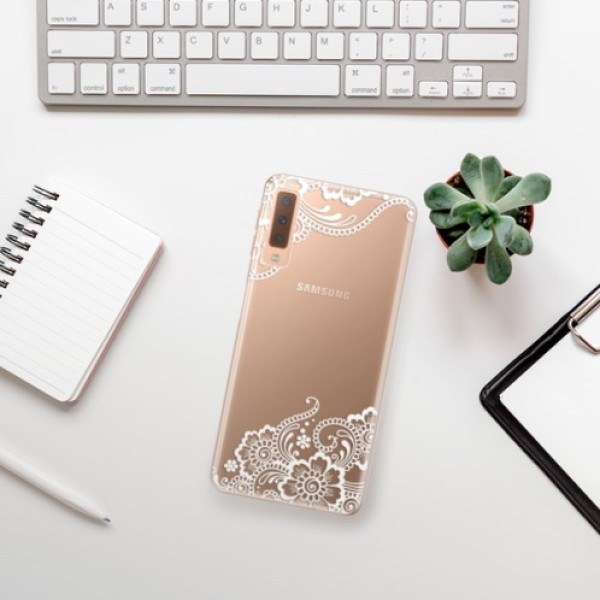 Silikonové pouzdro iSaprio - Samsung Galaxy A7 (2018) - White Lace 02