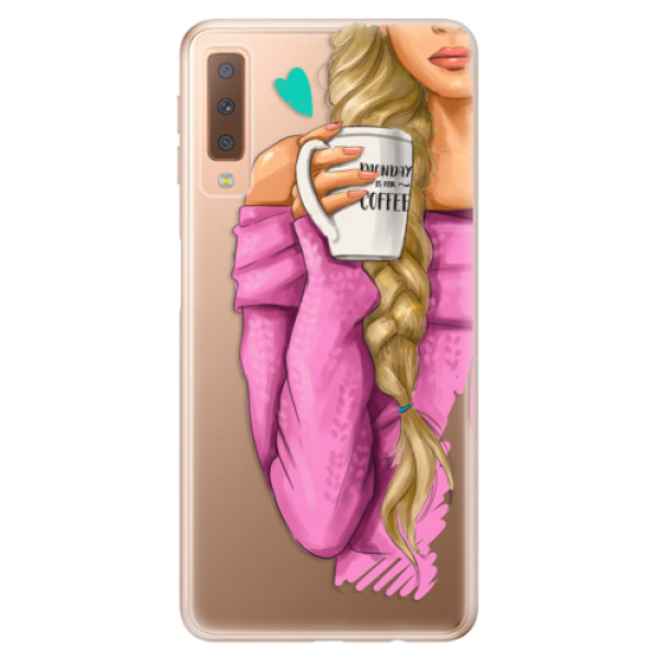 Odolné silikonové pouzdro iSaprio - My Coffe and Blond Girl - Samsung Galaxy A7 (2018)