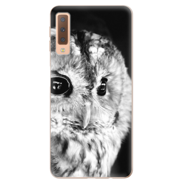 Silikonové odolné pouzdro iSaprio BW Owl na mobil Samsung Galaxy A7 (2018) (Silikonový odolný kryt, obal, pouzdro iSaprio BW Owl na mobil Samsung Galaxy A7 2018)