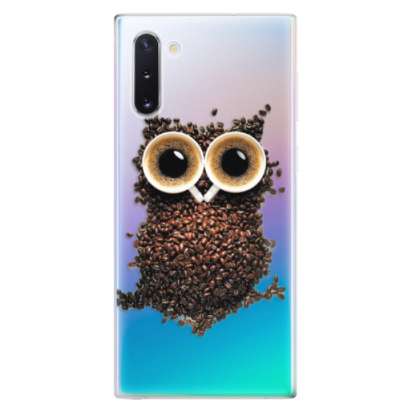 Silikonové odolné pouzdro iSaprio Owl And Coffee na mobil Samsung Galaxy Note 10 (Silikonový odolný kryt, obal, pouzdro iSaprio Owl And Coffee na mobil Samsung Galaxy Note 10)