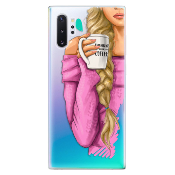 Odolné silikonové pouzdro iSaprio - My Coffe and Blond Girl - Samsung Galaxy Note 10+