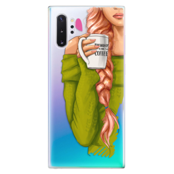 Odolné silikonové pouzdro iSaprio - My Coffe and Redhead Girl - Samsung Galaxy Note 10+