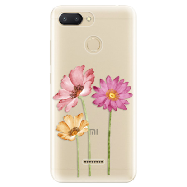 Silikonové odolné pouzdro iSaprio Three Flowers na mobil Xiaomi Redmi 6 (Silikonový odolný kryt, obal, pouzdro iSaprio Three Flowers na mobil Xiaomi Redmi 6)