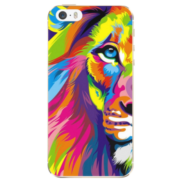 Silikonové odolné pouzdro iSaprio Rainbow Lion na mobil Apple iPhone 5 / 5S / SE (Silikonový odolný kryt, obal, pouzdro iSaprio Rainbow Lion na mobil Apple iPhone SE / Apple iPhone 5S / Apple iPhone 5)