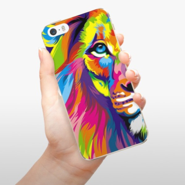 Silikonové pouzdro iSaprio - Apple iPhone 5 / 5S / SE - Rainbow Lion