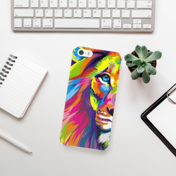 Silikonové pouzdro iSaprio - Apple iPhone 5 / 5S / SE - Rainbow Lion