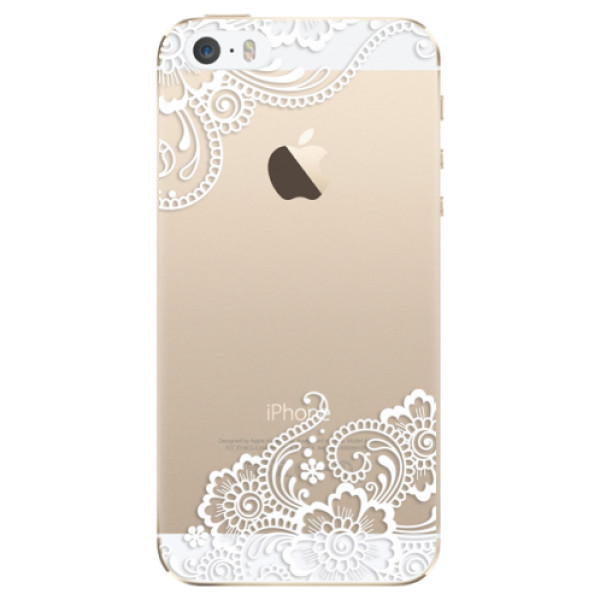 Silikonové odolné pouzdro iSaprio White Lace 02 na mobil Apple iPhone 5 / 5S / SE (Silikonový odolný kryt, obal, pouzdro iSaprio White Lace 02 na mobil Apple iPhone SE / Apple iPhone 5S / Apple iPhone 5)