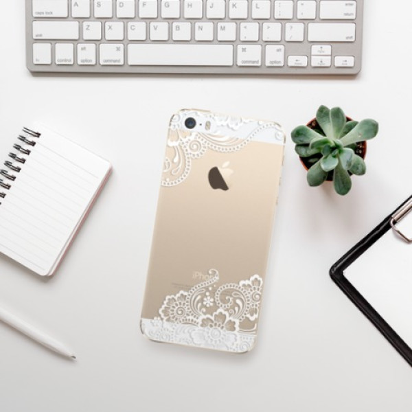 Silikonové pouzdro iSaprio - Apple iPhone 5 / 5S / SE - White Lace 02