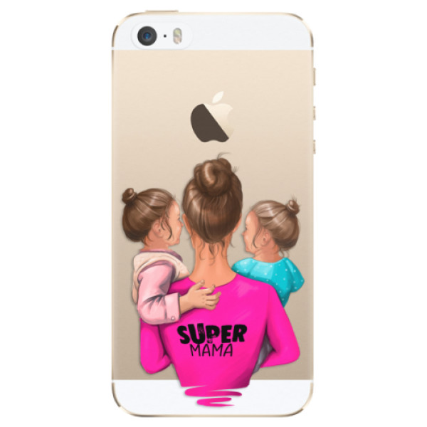 Silikonové odolné pouzdro iSaprio Super Mama & Two Girls na mobil Apple iPhone 5 / 5S / SE (Silikonový odolný kryt, obal, pouzdro iSaprio Super Mama & Two Girls na mobil Apple iPhone SE / Apple iPhone 5S / Apple iPhone 5)