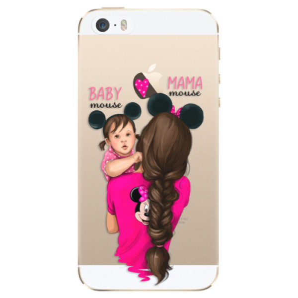 Silikonové odolné pouzdro iSaprio Mama Mouse Brunette and Girl na mobil Apple iPhone 5 / 5S / SE (Silikonový odolný kryt, obal, pouzdro iSaprio Mama Mouse Brunette and Girl na mobil Apple iPhone SE / Apple iPhone 5S / Apple iPhone 5)
