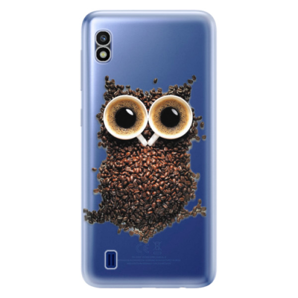 Silikonové odolné pouzdro iSaprio Owl And Coffee na mobil Samsung Galaxy A10 (Silikonový odolný kryt, obal, pouzdro iSaprio Owl And Coffee na mobil Samsung Galaxy A10)