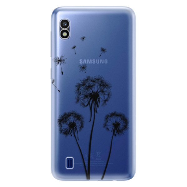 Silikonové odolné pouzdro iSaprio Three Dandelions black na mobil Samsung Galaxy A10 (Silikonový odolný kryt, obal, pouzdro iSaprio Three Dandelions black na mobil Samsung Galaxy A10)
