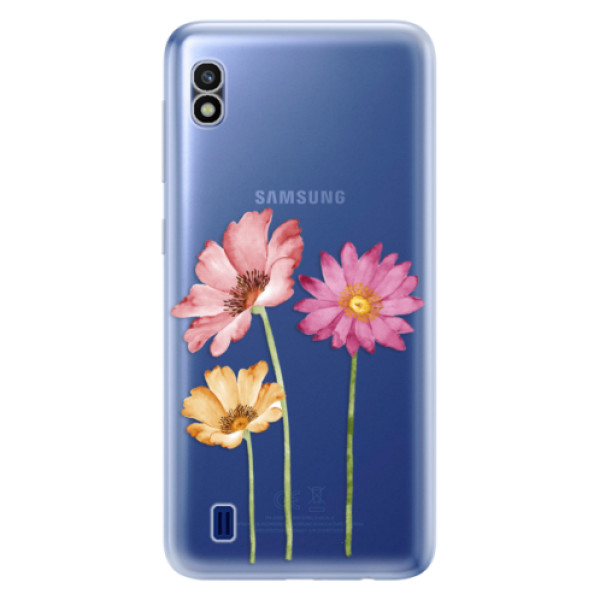 Silikonové odolné pouzdro iSaprio Three Flowers na mobil Samsung Galaxy A10 (Silikonový odolný kryt, obal, pouzdro iSaprio Three Flowers na mobil Samsung Galaxy A10)