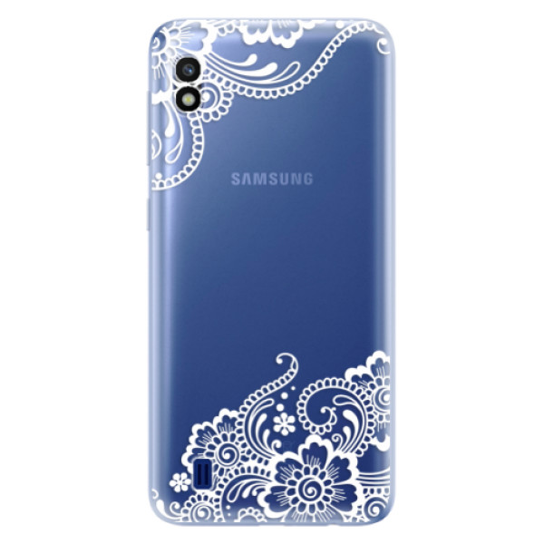 Silikonové odolné pouzdro iSaprio White Lace 02 na mobil Samsung Galaxy A10 (Silikonový odolný kryt, obal, pouzdro iSaprio White Lace 02 na mobil Samsung Galaxy A10)