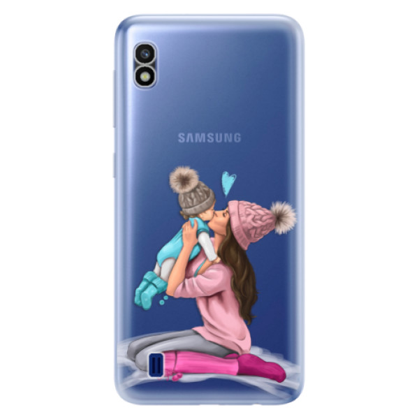 Odolné silikonové pouzdro iSaprio - Kissing Mom - Brunette and Boy - Samsung Galaxy A10