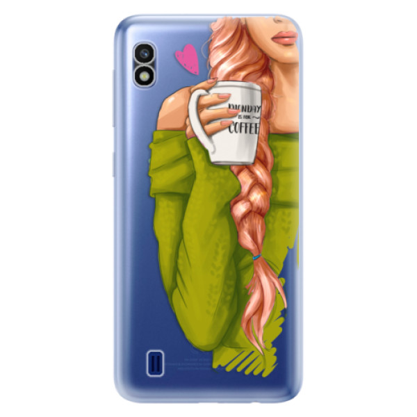 Odolné silikonové pouzdro iSaprio - My Coffe and Redhead Girl - Samsung Galaxy A10