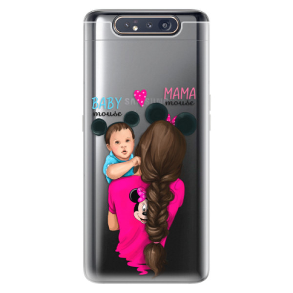Odolné silikonové pouzdro iSaprio - Mama Mouse Brunette and Boy - Samsung Galaxy A80
