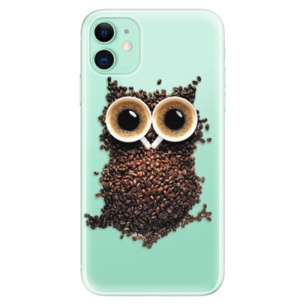 Silikonové odolné pouzdro iSaprio - Owl And Coffee na mobil Apple iPhone 11 (Silikonový odolný kryt, obal, pouzdro iSaprio - Owl And Coffee na mobilní telefon Apple iPhone 11)