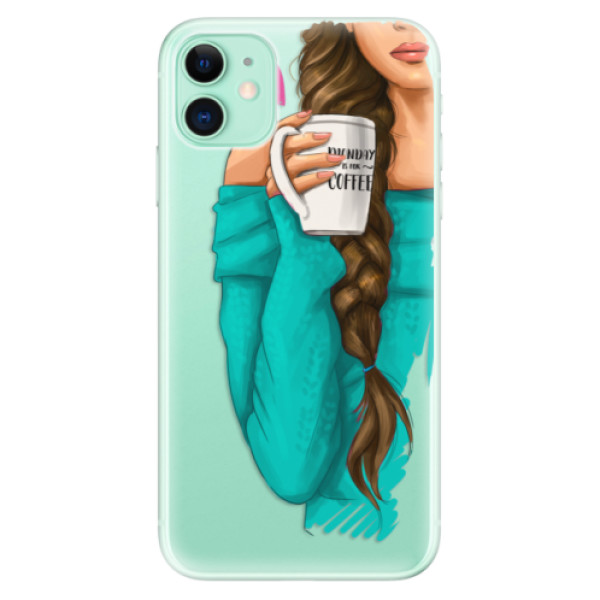 Silikonové odolné pouzdro iSaprio - My Coffee and Brunette Girl na mobil Apple iPhone 11 (Silikonový odolný kryt, obal, pouzdro iSaprio - My Coffee and Brunette Girl na mobilní telefon Apple iPhone 11)