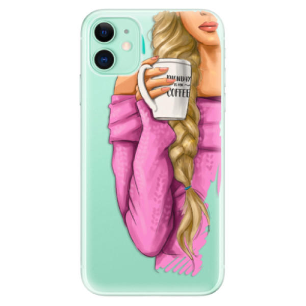 Odolné silikonové pouzdro iSaprio - My Coffe and Blond Girl - iPhone 11