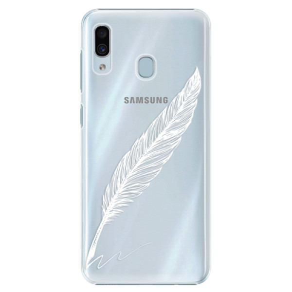 Levně Plastové pouzdro iSaprio - Writing By Feather - white - Samsung Galaxy A20