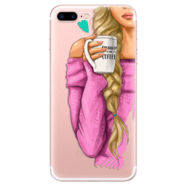 Odolné silikonové pouzdro iSaprio - My Coffe and Blond Girl - iPhone 7 Plus