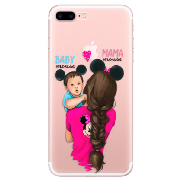Odolné silikonové pouzdro iSaprio - Mama Mouse Brunette and Boy - iPhone 7 Plus