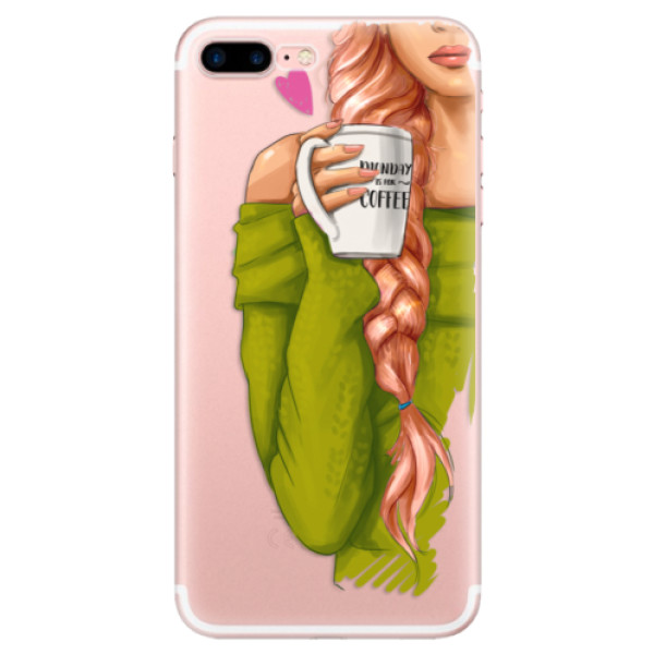 Odolné silikonové pouzdro iSaprio - My Coffe and Redhead Girl - iPhone 7 Plus