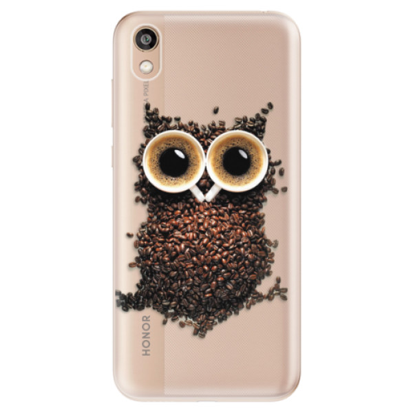 Silikonové odolné pouzdro iSaprio - Owl And Coffee na mobil Honor 8S (Silikonový kryt, obal, pouzdro iSaprio - Owl And Coffee na mobilní telefon Honor 8S)