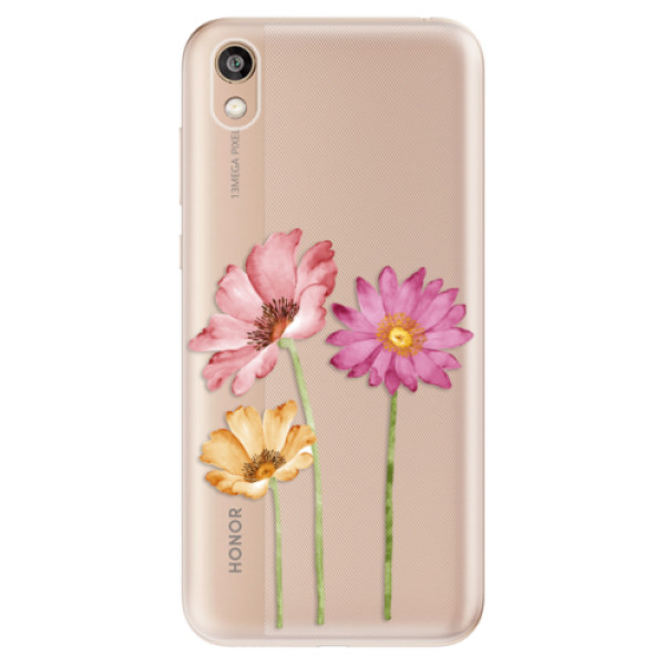 Silikonové odolné pouzdro iSaprio - Three Flowers na mobil Honor 8S (Silikonový kryt, obal, pouzdro iSaprio - Three Flowers na mobilní telefon Honor 8S)