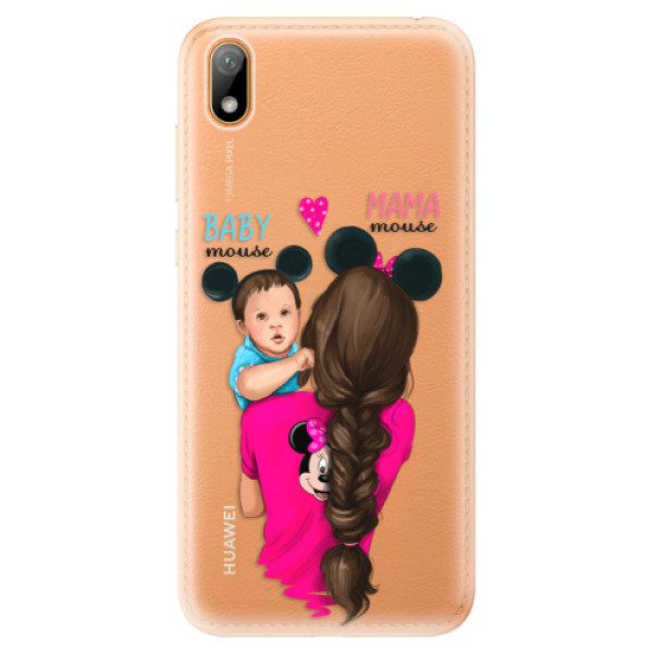 Odolné silikonové pouzdro iSaprio - Mama Mouse Brunette and Boy - Huawei Y5 2019