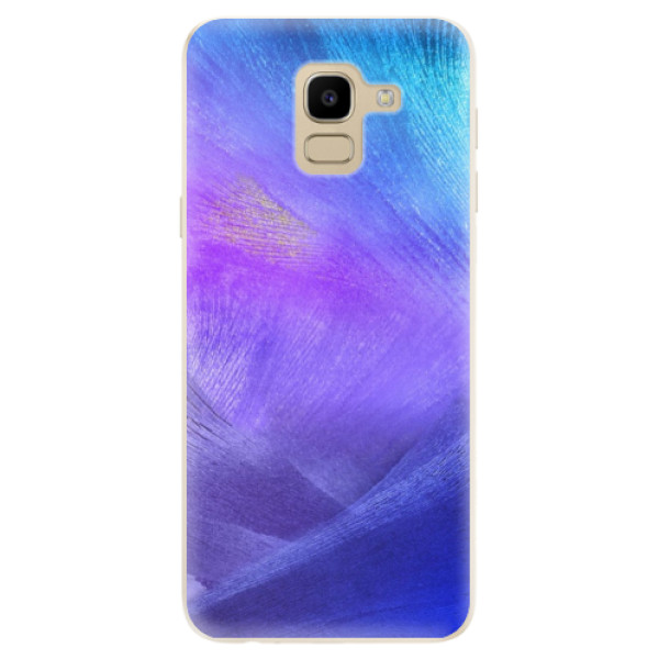 Silikonové odolné pouzdro iSaprio - Purple Feathers na mobil Samsung Galaxy J6 (Silikonový kryt, obal, pouzdro iSaprio - Purple Feathers na mobilní telefon Samsung Galaxy J6)