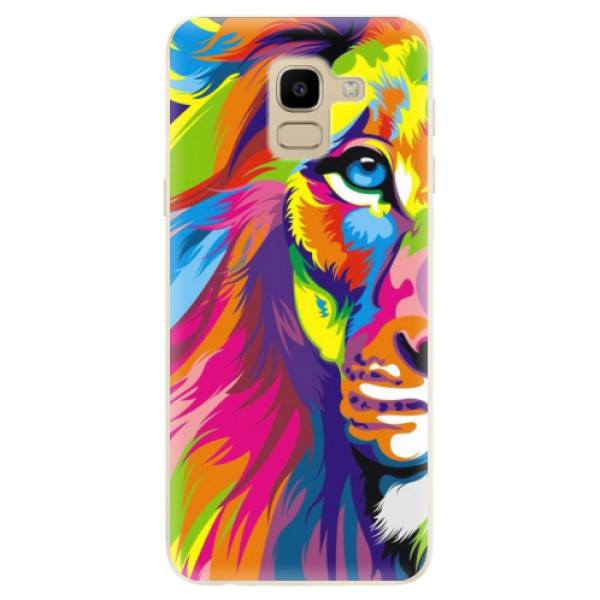 Silikonové odolné pouzdro iSaprio - Rainbow Lion na mobil Samsung Galaxy J6 (Silikonový kryt, obal, pouzdro iSaprio - Rainbow Lion na mobilní telefon Samsung Galaxy J6)