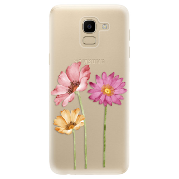 Silikonové odolné pouzdro iSaprio - Three Flowers na mobil Samsung Galaxy J6 (Silikonový kryt, obal, pouzdro iSaprio - Three Flowers na mobilní telefon Samsung Galaxy J6)