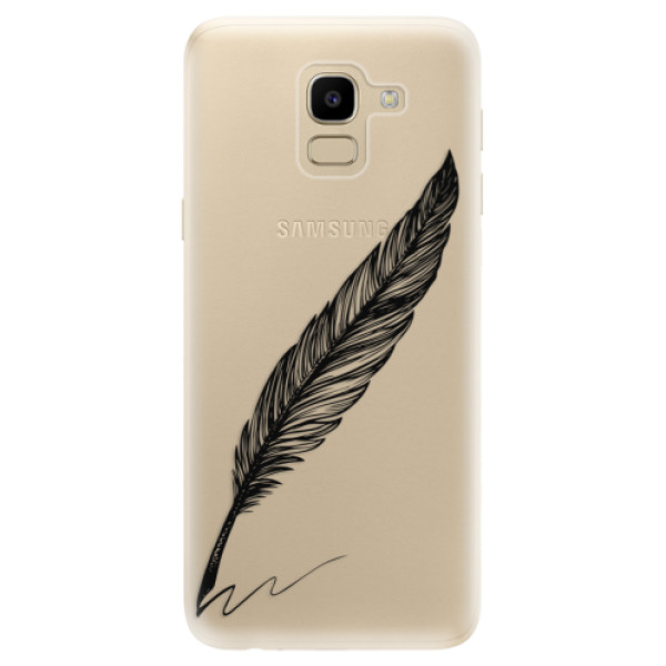 Odolné silikonové pouzdro iSaprio - Writing By Feather - black - Samsung Galaxy J6