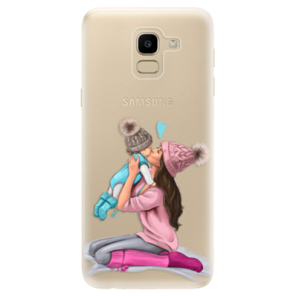 Odolné silikonové pouzdro iSaprio - Kissing Mom - Brunette and Boy - Samsung Galaxy J6