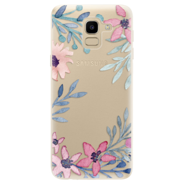 Silikonové odolné pouzdro iSaprio - Leaves and Flowers na mobil Samsung Galaxy J6 (Silikonový kryt, obal, pouzdro iSaprio - Leaves and Flowers na mobilní telefon Samsung Galaxy J6)
