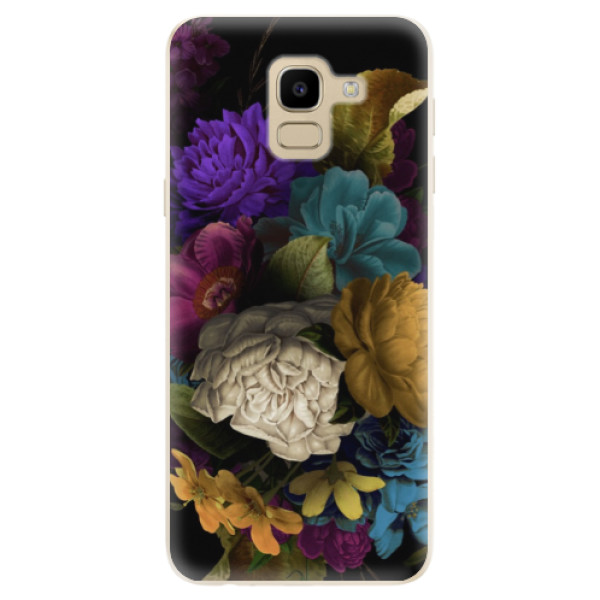 Odolné silikonové pouzdro iSaprio - Dark Flowers - Samsung Galaxy J6