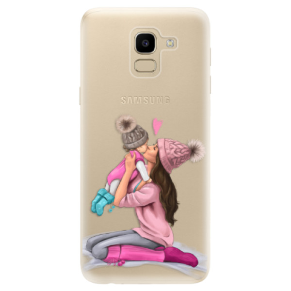 Odolné silikonové pouzdro iSaprio - Kissing Mom - Brunette and Girl - Samsung Galaxy J6