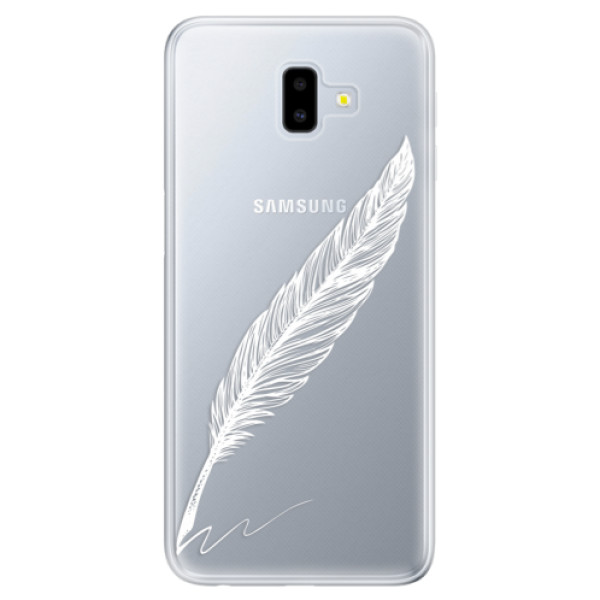 Odolné silikonové pouzdro iSaprio - Writing By Feather - white - Samsung Galaxy J6+