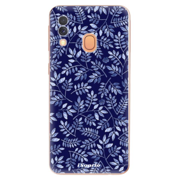 Silikonové odolné pouzdro iSaprio - Blue Leaves 05 na mobil Samsung Galaxy A40 (Silikonový kryt, obal, pouzdro iSaprio - Blue Leaves 05 na mobilní telefon Samsung Galaxy A40)